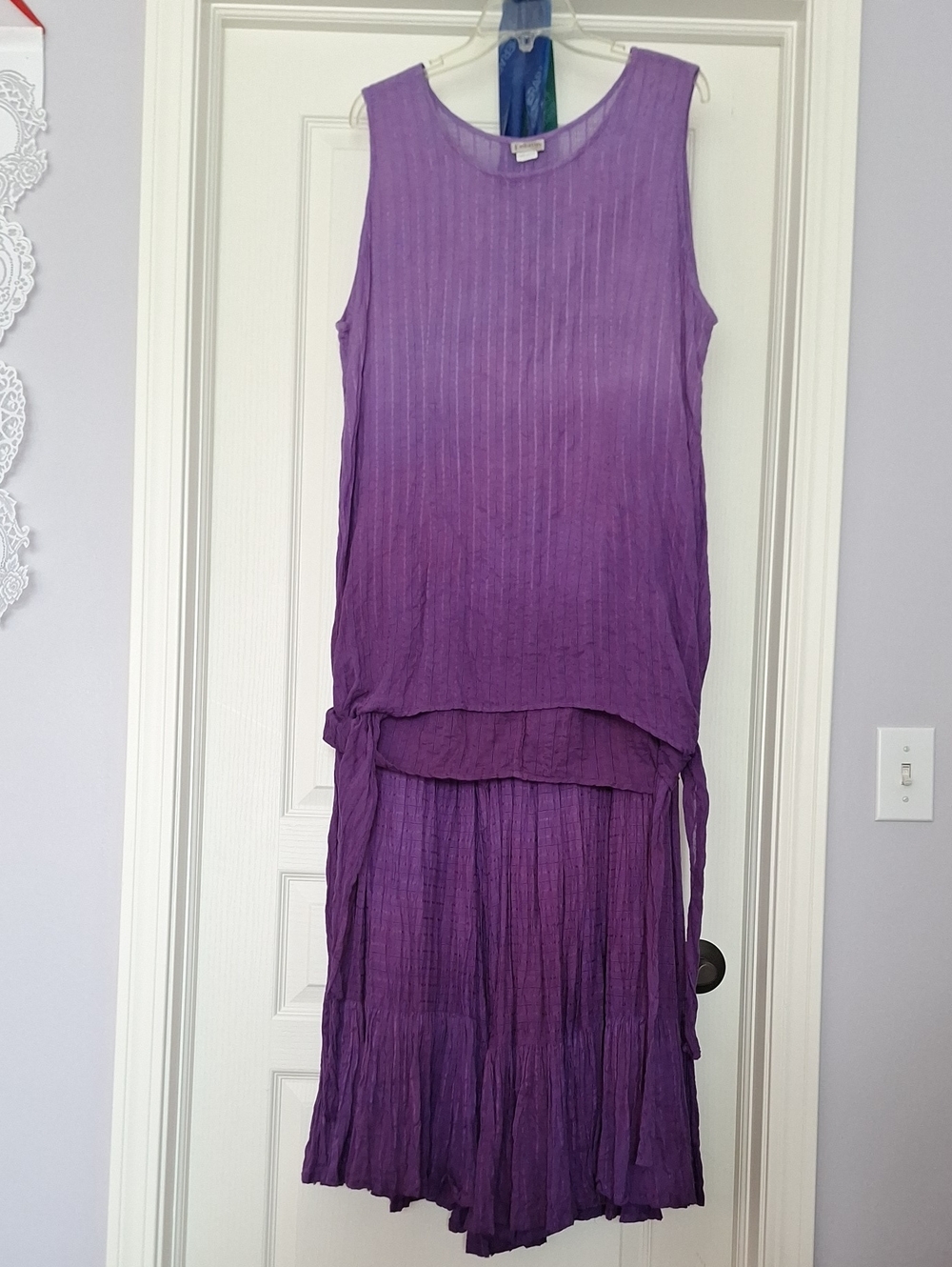 Ombre Set Sleeveless Purple Tie-Hem Tank Top With Matching Pants